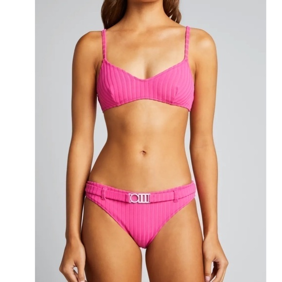 SOLID AND STRIPED RACHEL BELT SWIMSUIT SOLID RIB BOTTOM - Picture 4 of 16